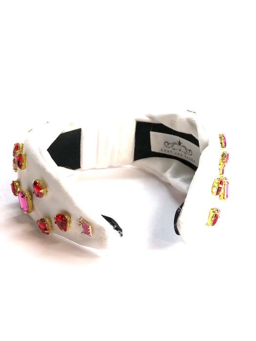 White Velour Jeweled Hearts