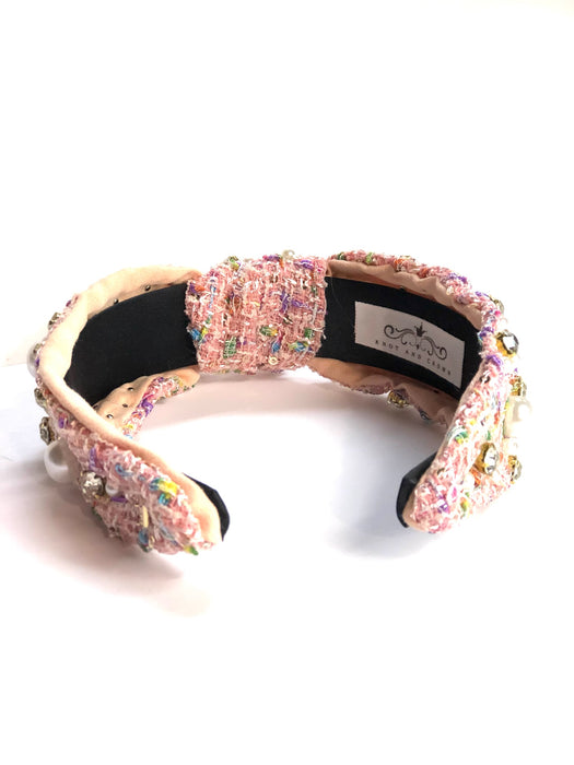 Pink Tweed Pearls and Gems