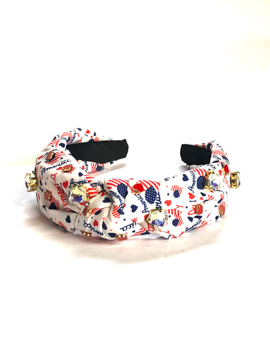 America the Beautiful- I love the USA- with large clear gemstones